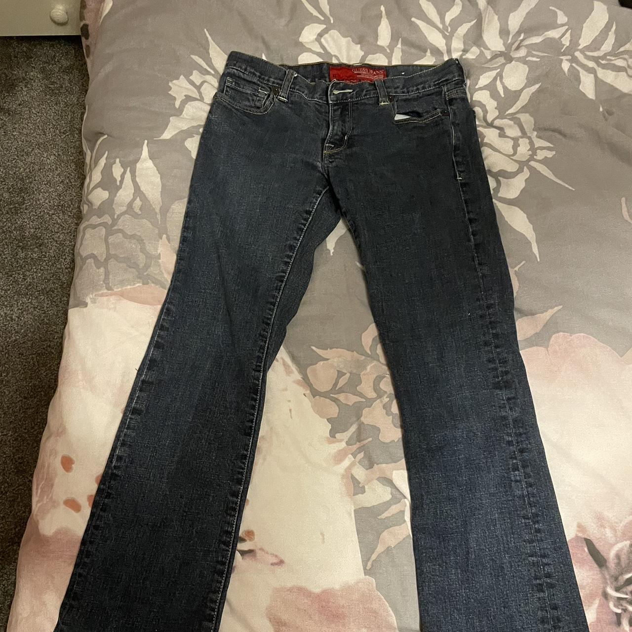 Low rise, straight legged blue denim vintage jeans... - Depop