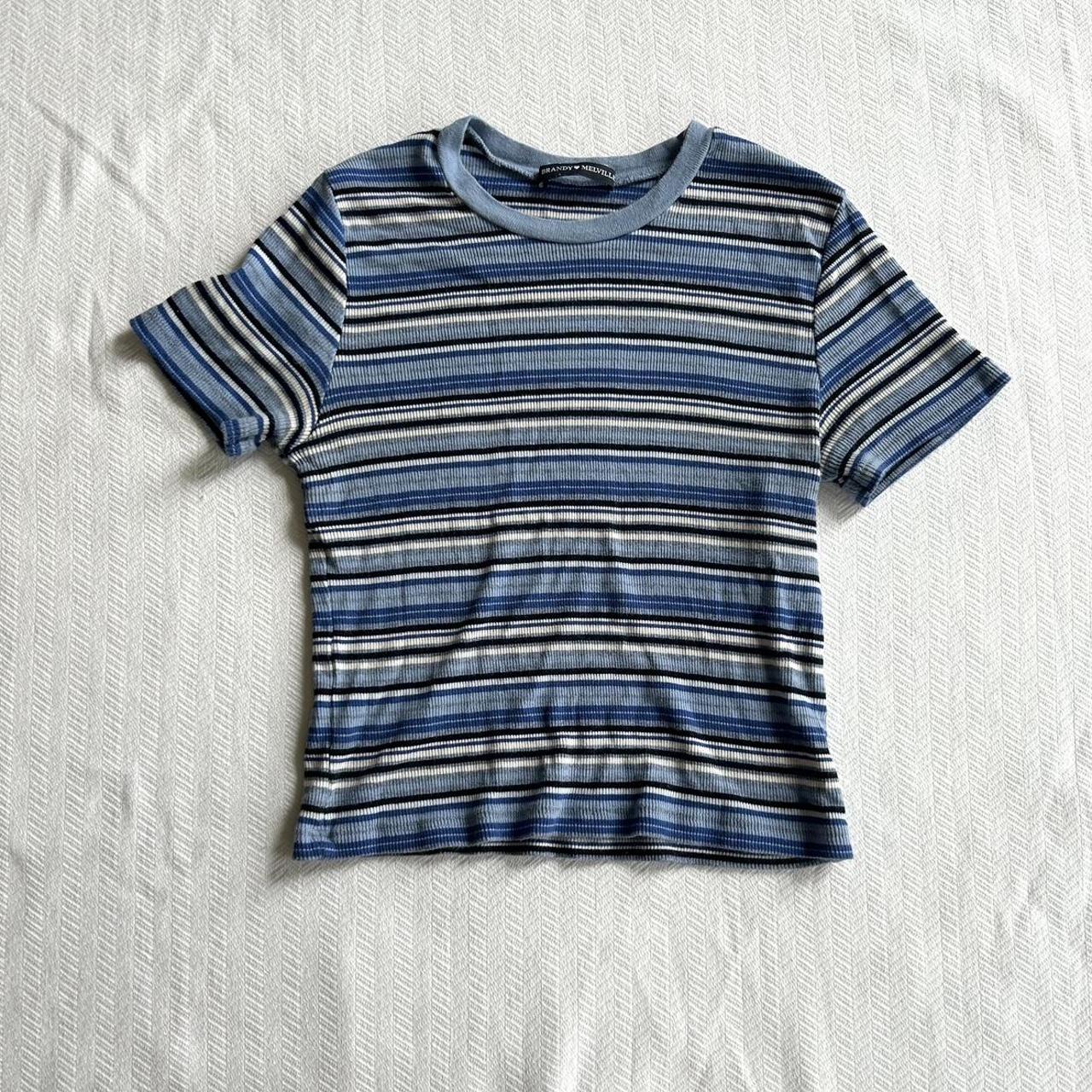 Striped brandy melville tee! - Blue, white, and... - Depop