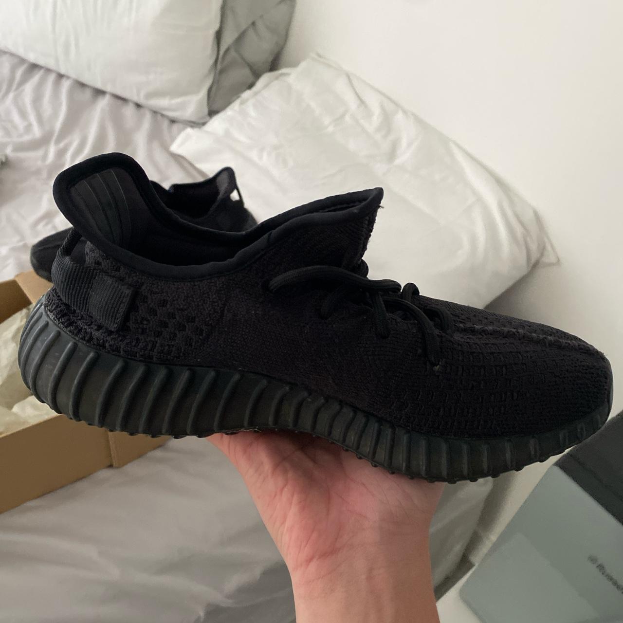 all black onxy yeezys size 8uk - Depop