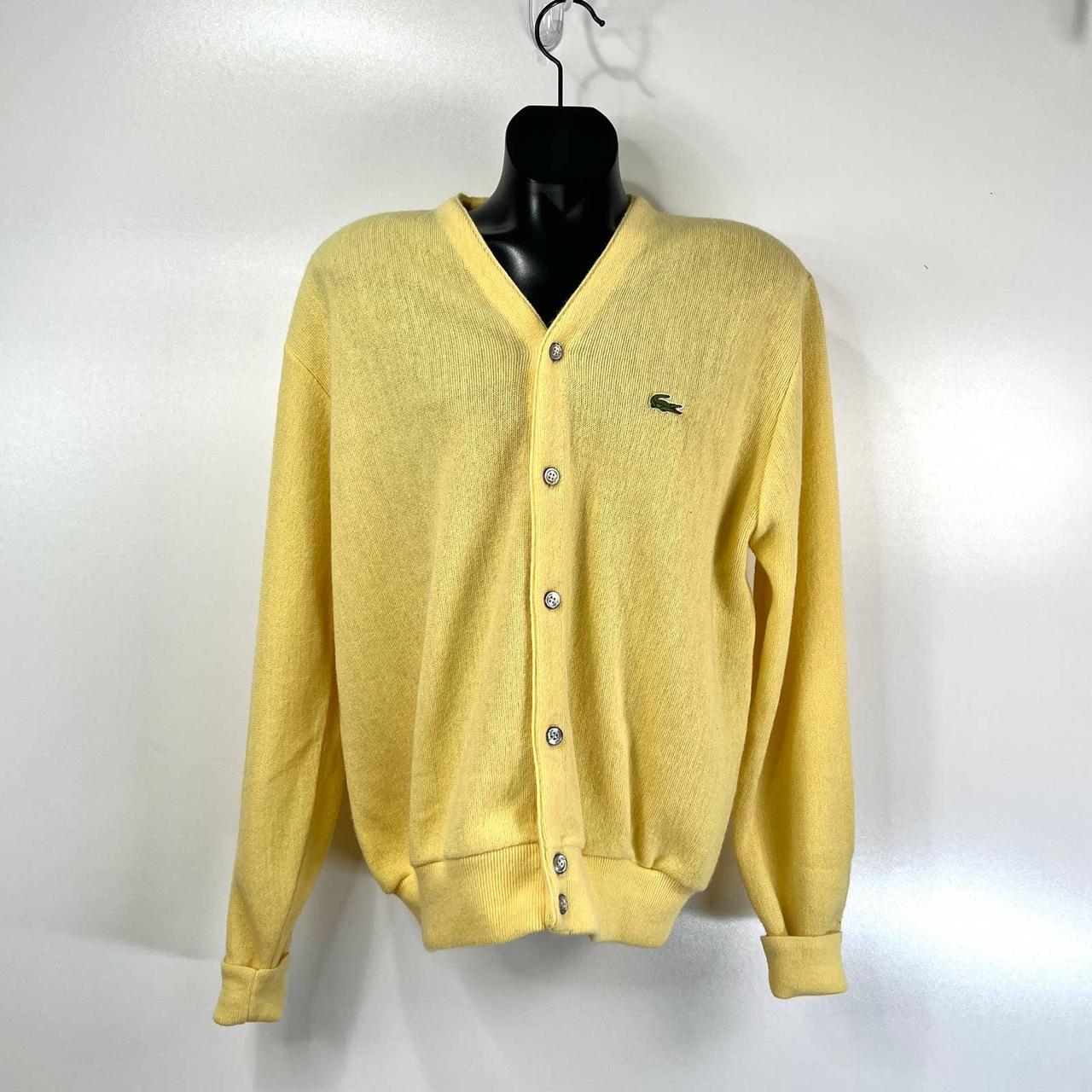 Lacoste Izod Knit Cardigan Pastel Yellow Mr. Rogers... - Depop