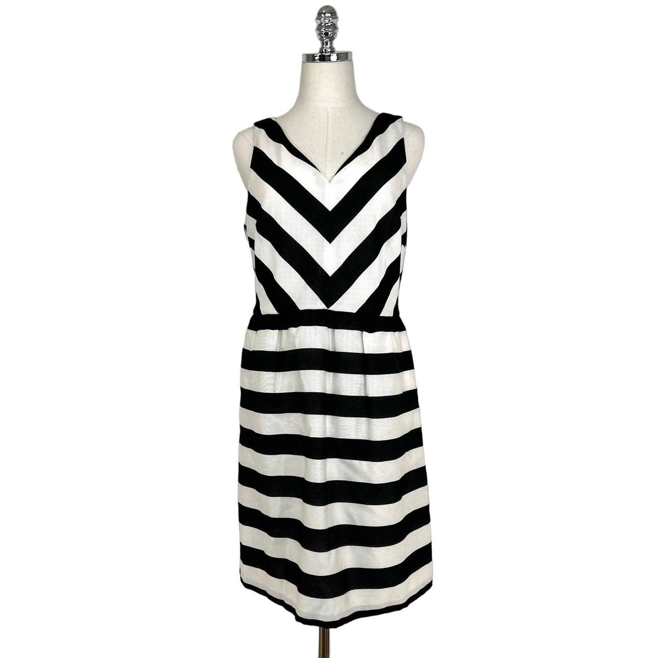 Loft black best sale and white dress