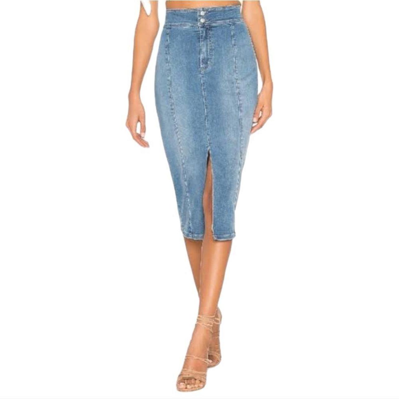 Maddie denim hot sale midi skirt