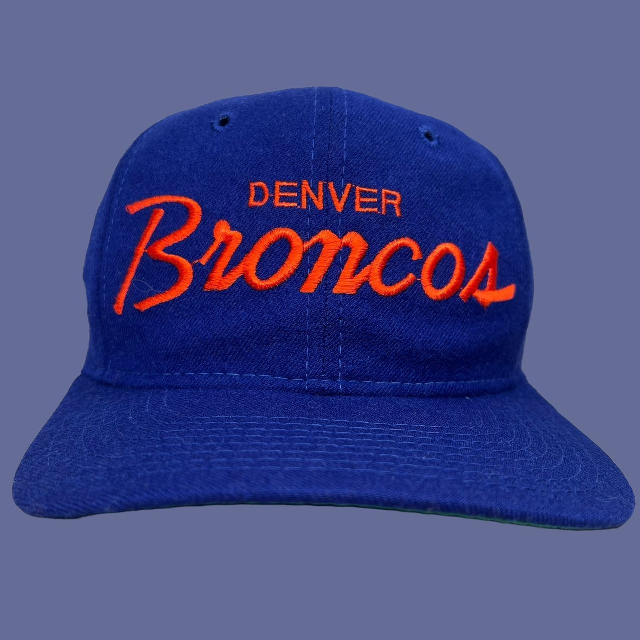 Vintage 90s Denver Broncos Snapback Hat Sports Specialties Script Cap Blue  |