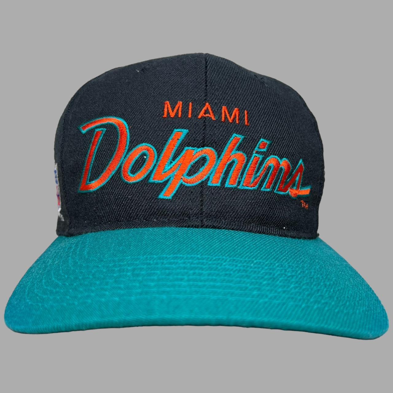 Vintage Blue Miami Dolphins Sports Specialties NFL Fitted Script Hat Size 7