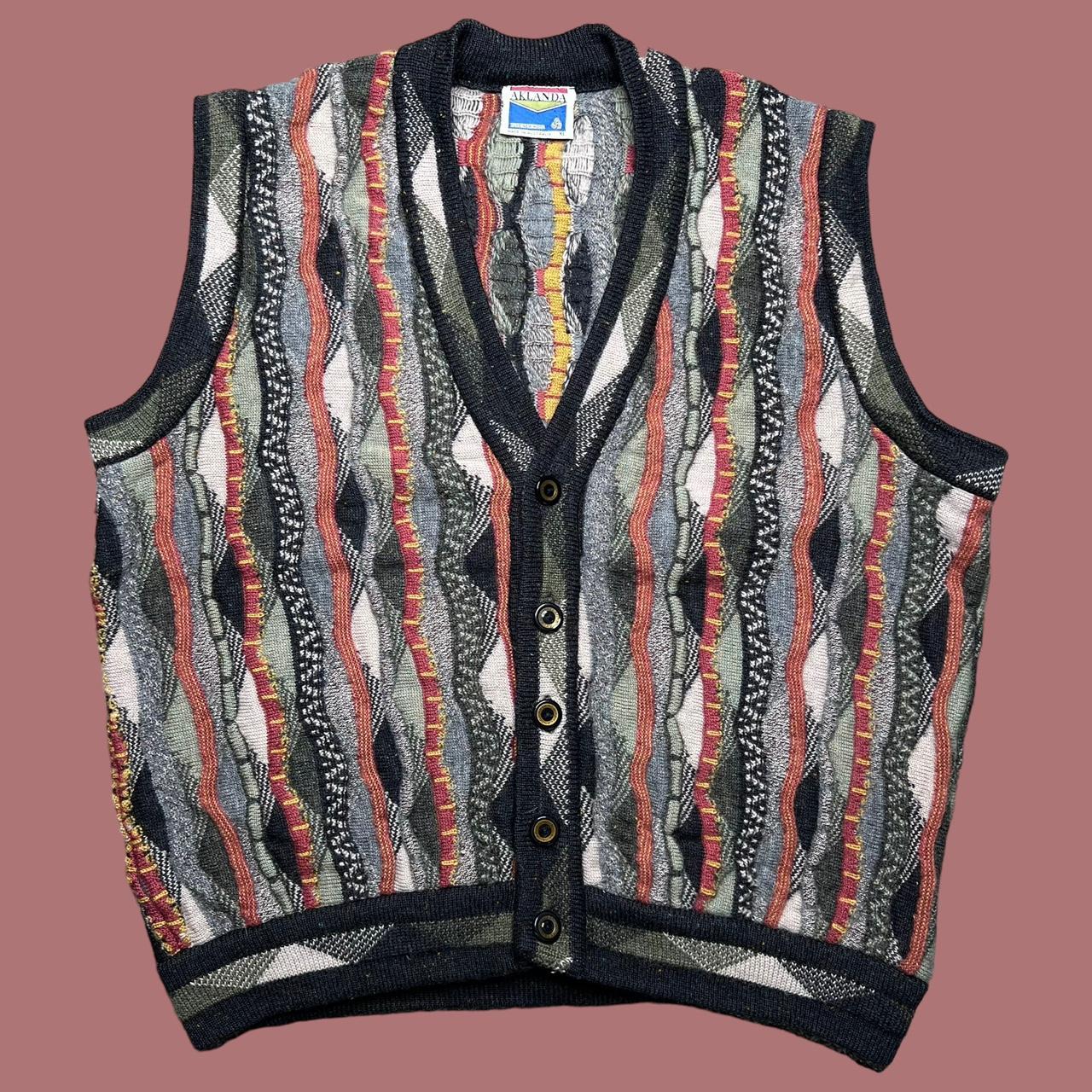 Vintage 1990s 3D Multicolor Coogi Type Knit Vest...