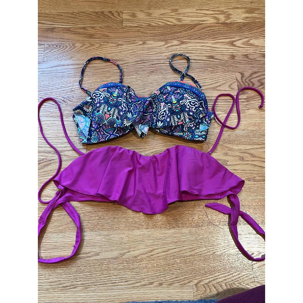 Set of two bikini swim tops O’Neill pink bandeau or... Depop
