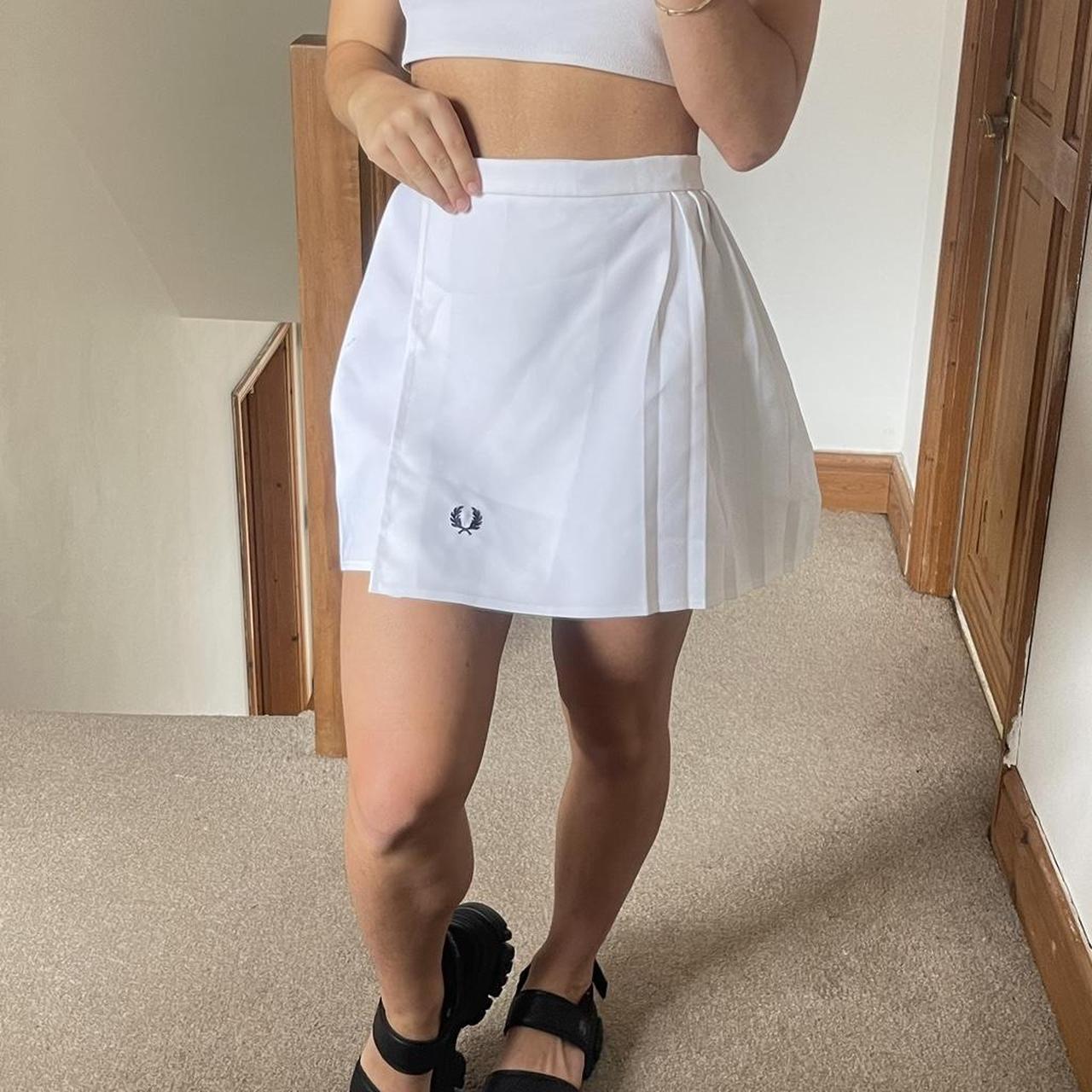 White pleated Fred Perry tennis skirt Wrap around | Depop