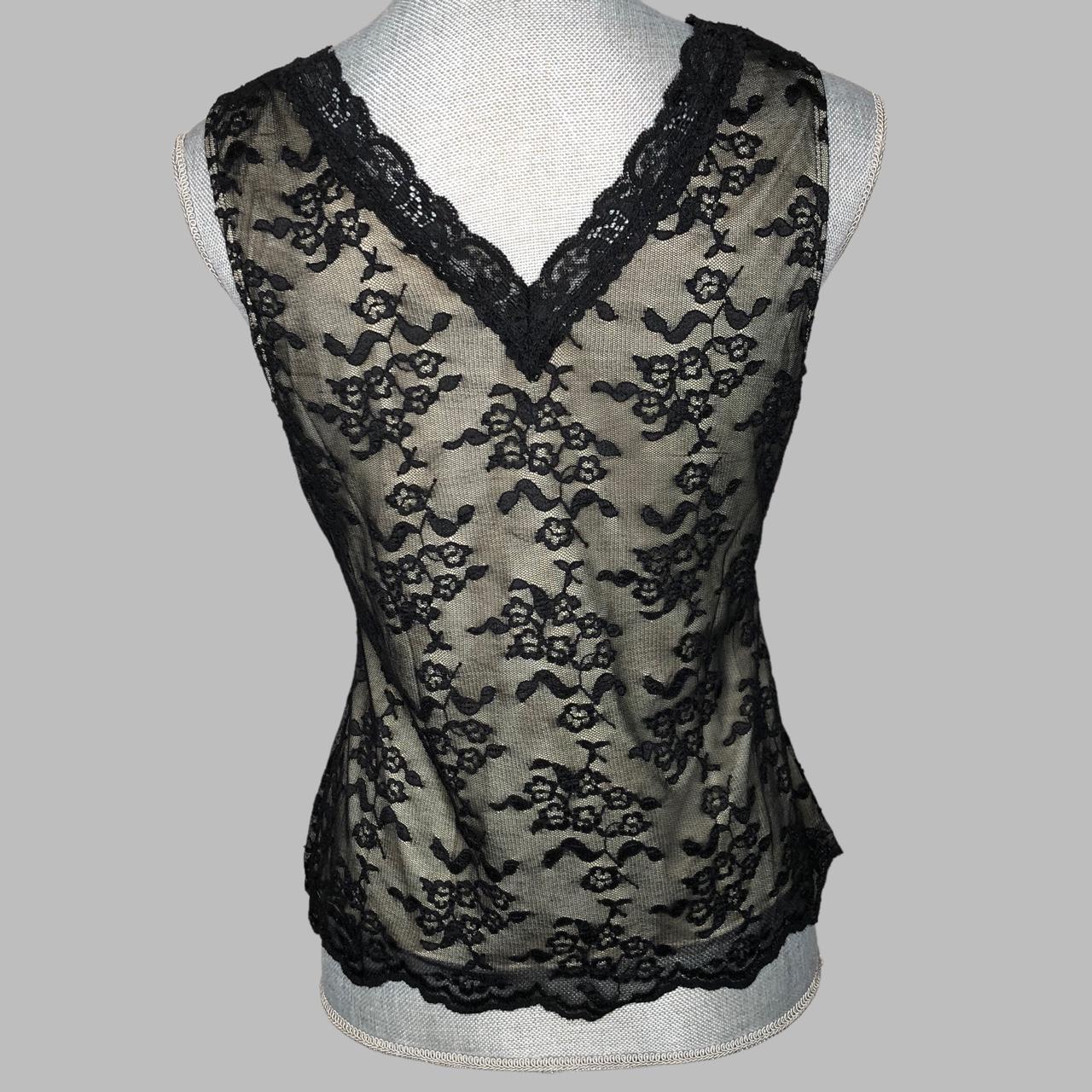 American Vintage Women's Black and Cream Blouse Depop