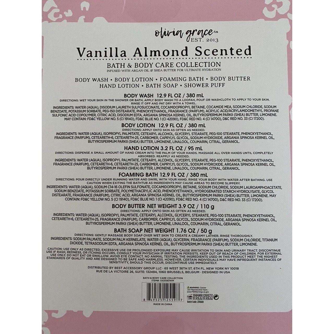 Olivia Grace Vanilla Bath & Body Collection.