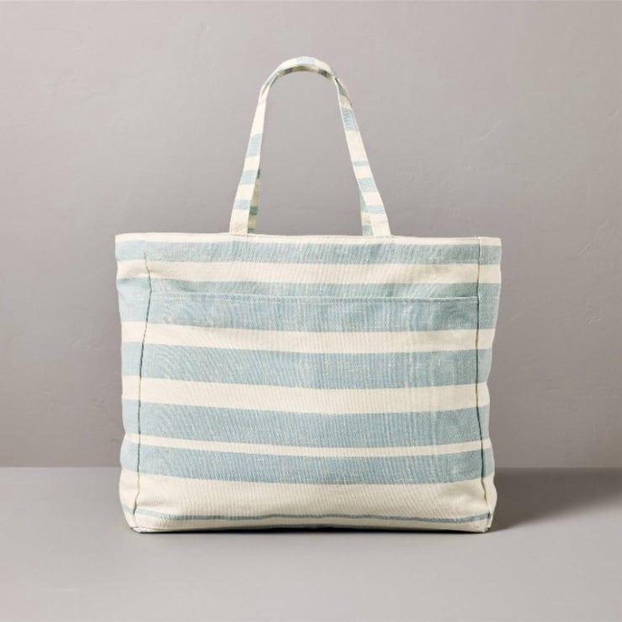 Hearth Hand Blue Cream Stripes Tote New with