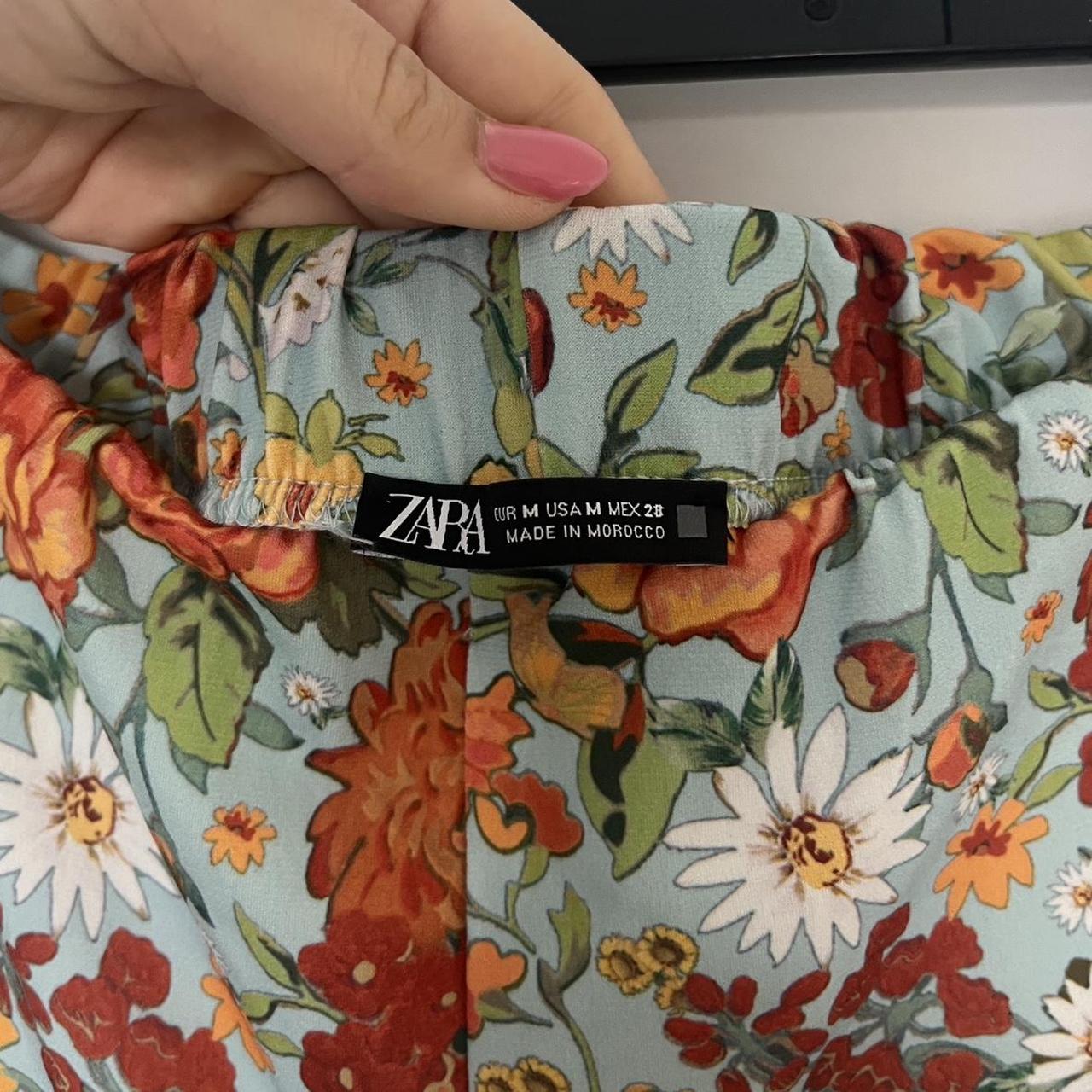 Zara size medium wide leg floral palazzo pants! - Depop