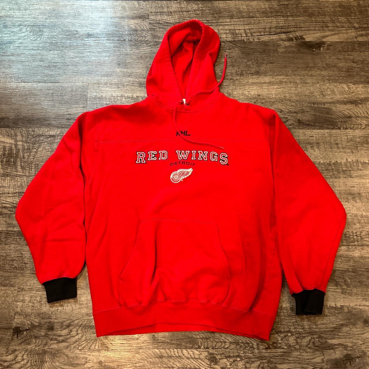 Vintage Red Wings Hoodie Size Large Chest: 22.5... - Depop