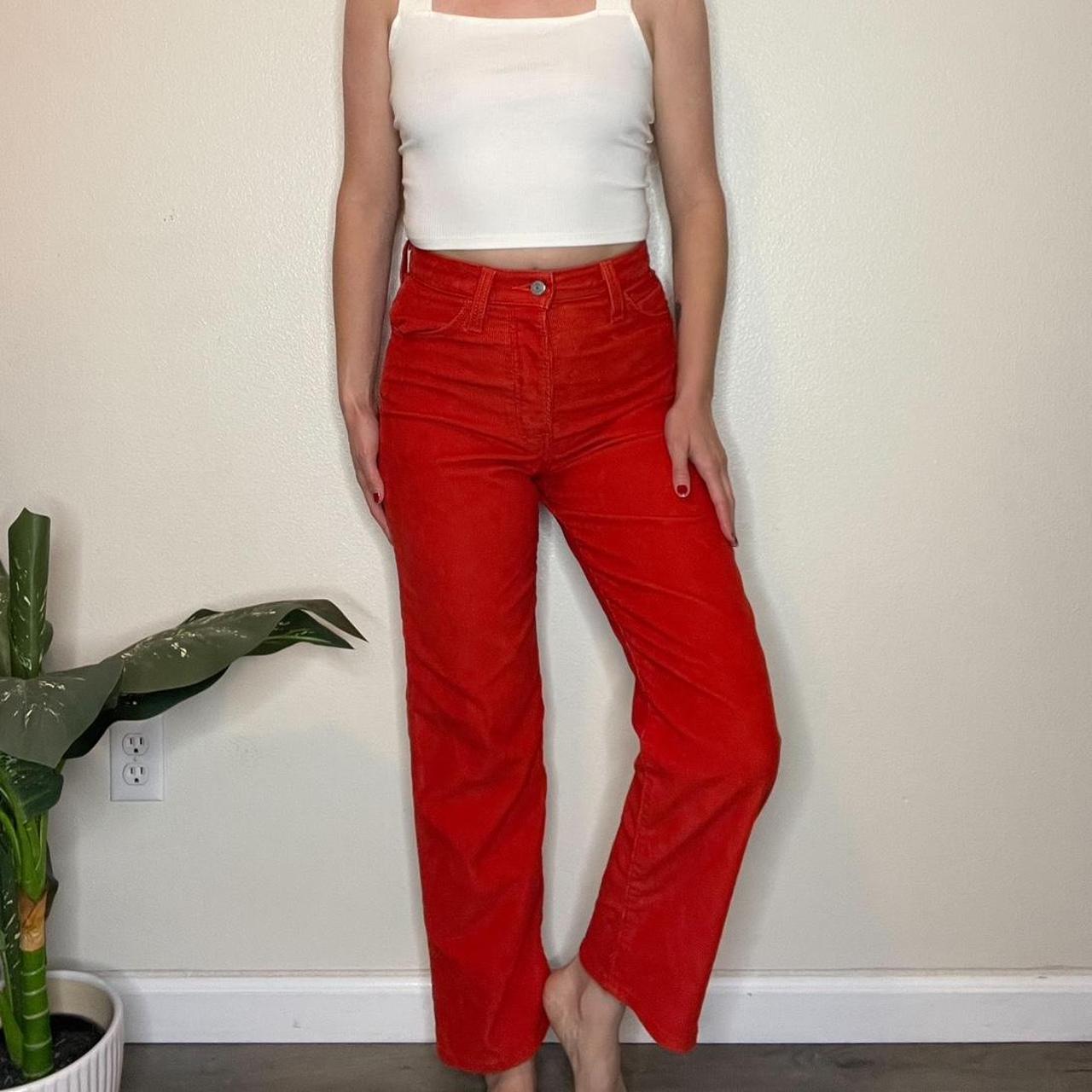 Ribcage Corduroy Cropped Bootcut Pants - Red