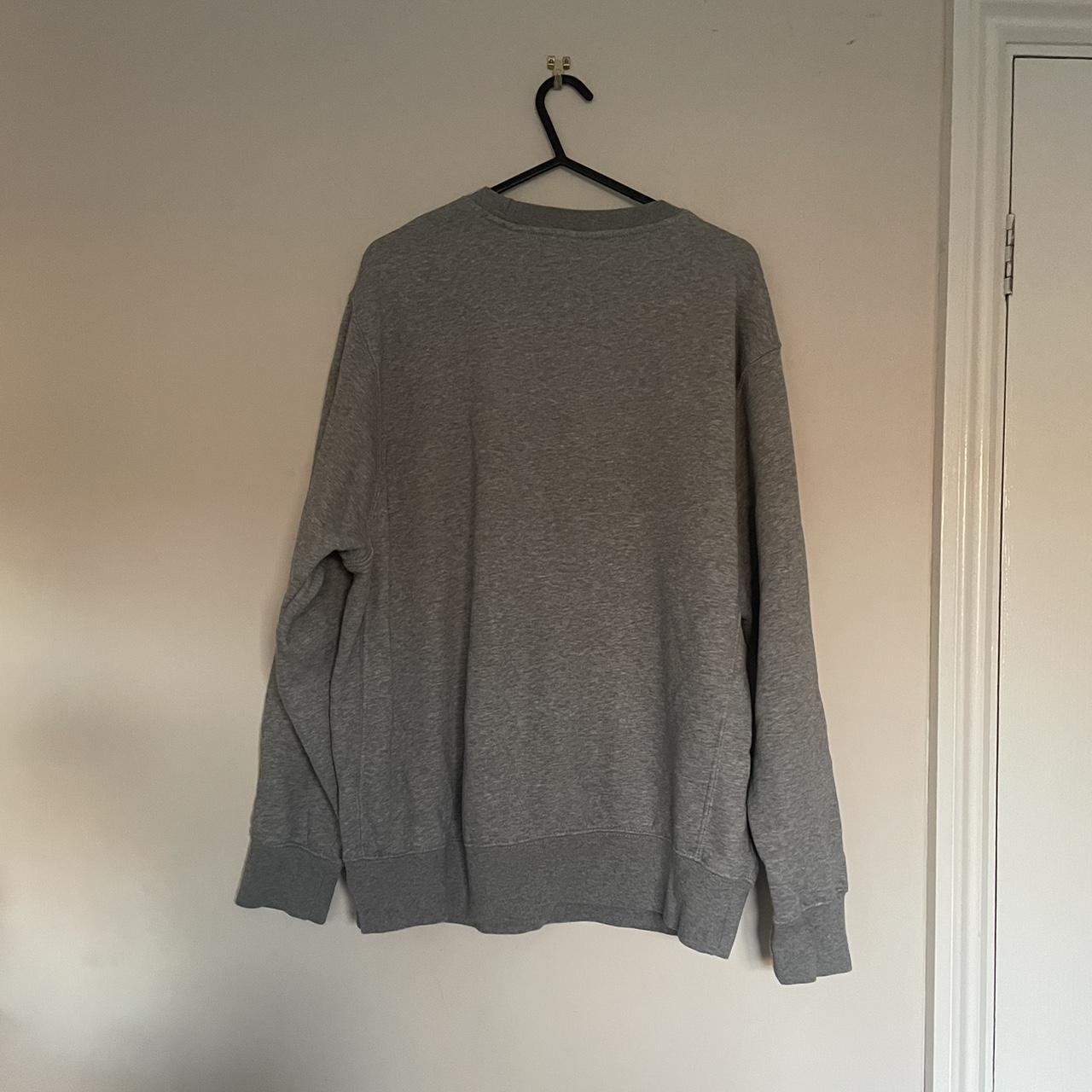 Vintage Grey Nike Sweatshirt with Printed Large Logos - Depop