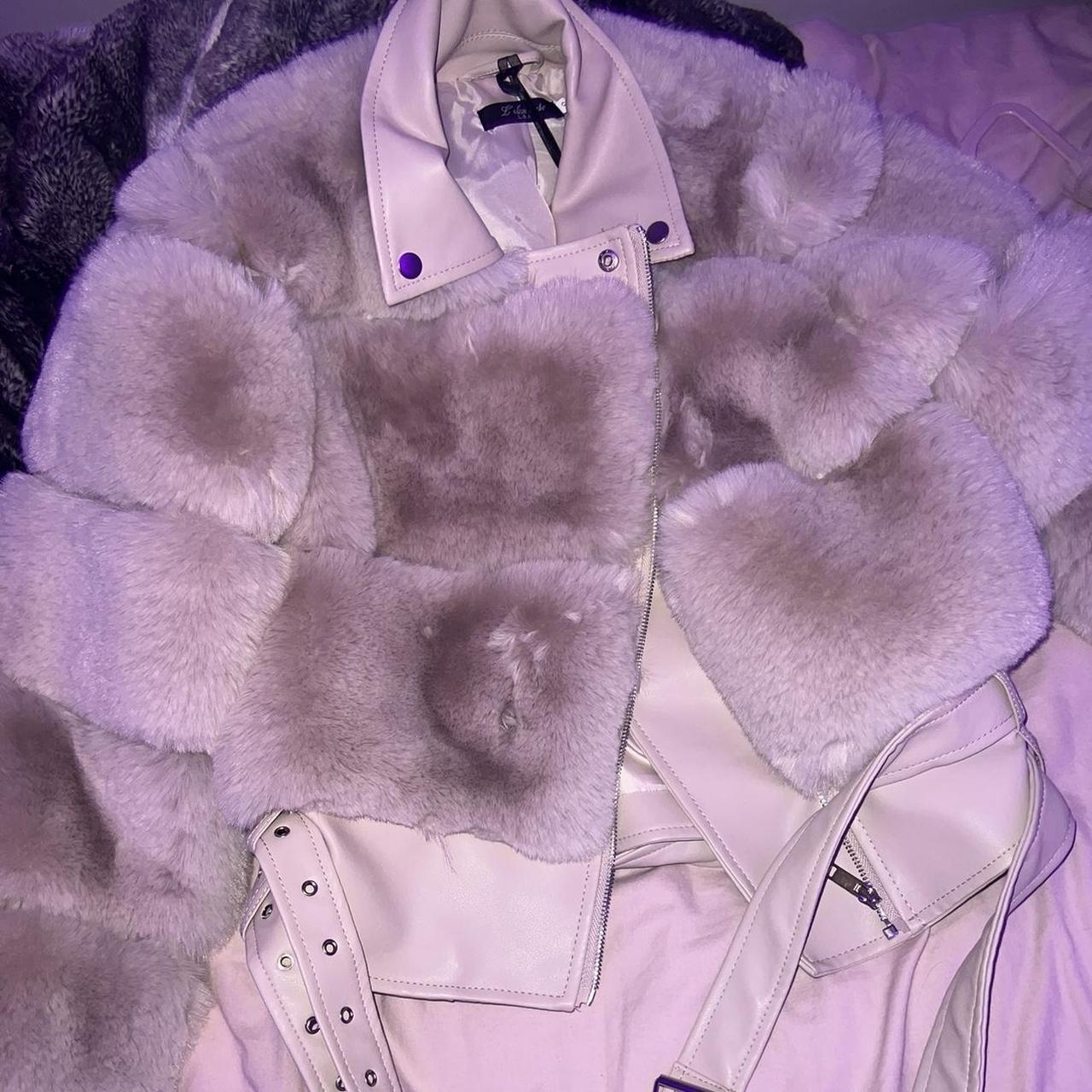 Cream fur belted jacket Stunning jacket ordered... - Depop
