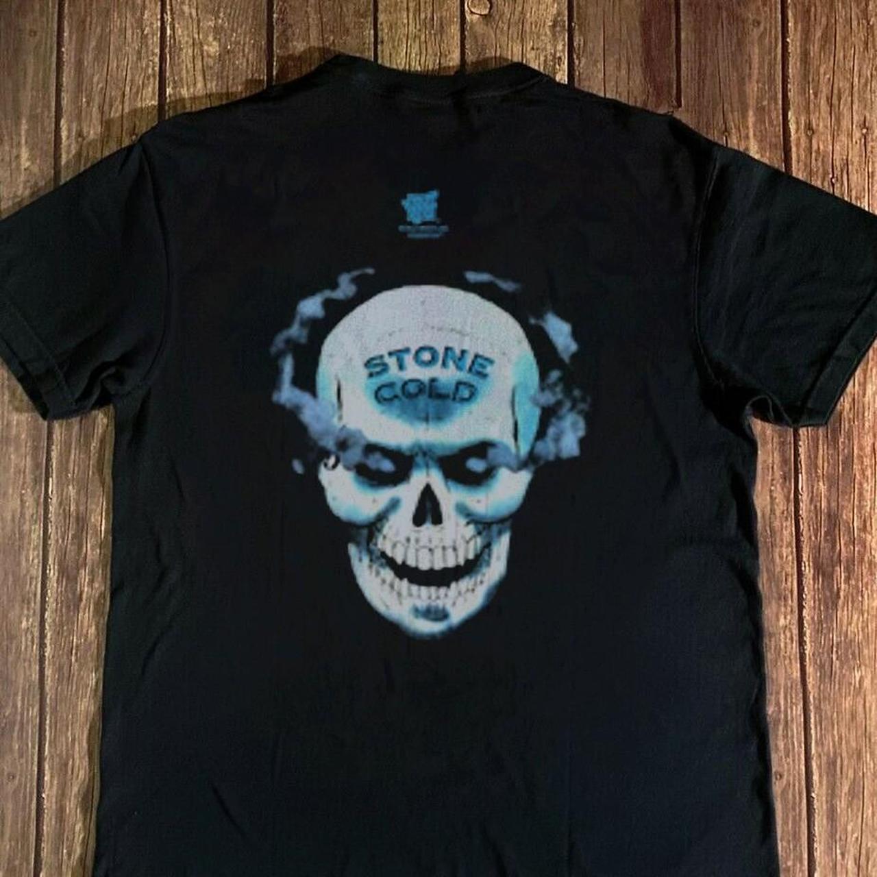 Stone Cold Steve Austin 3:16 Blue Smoking Skull WWE Official Black Shirt