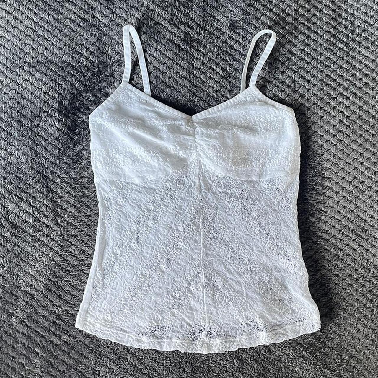 Vintage white lace cami top - size 12-14 - hidden... - Depop
