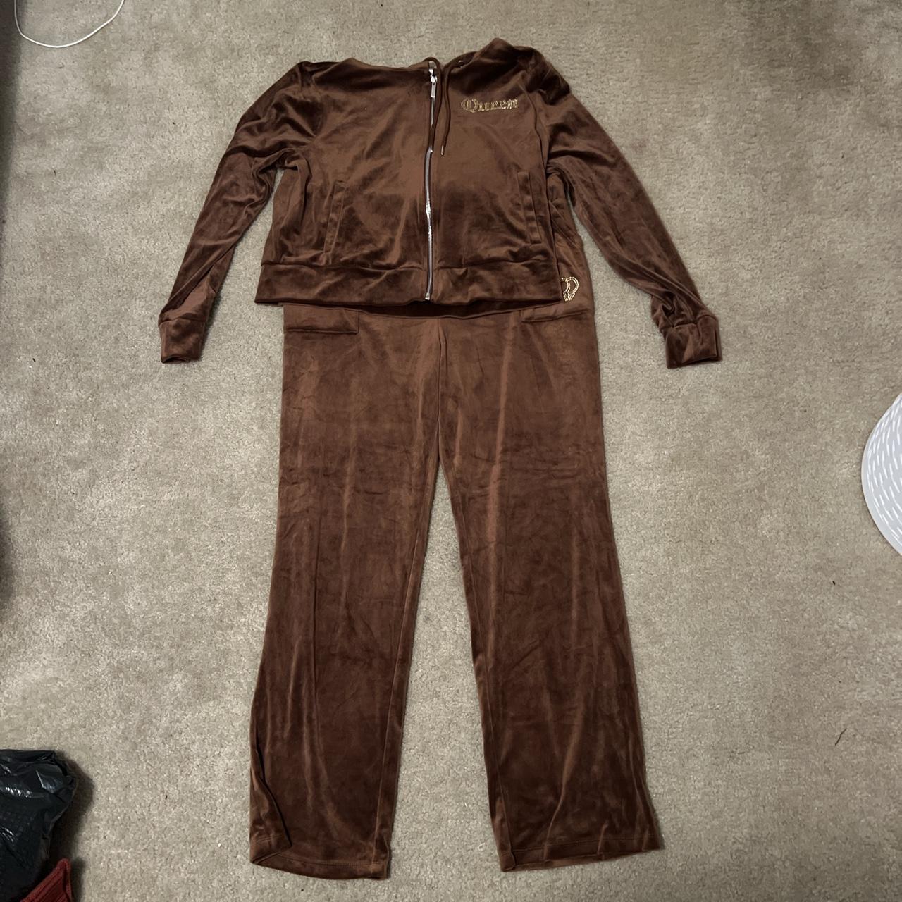 Velour Track Pants fredericks of hollywood brown - Depop