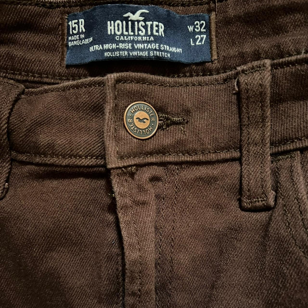 Hollister Ultra High-Rise Brown Ankle Straight... - Depop