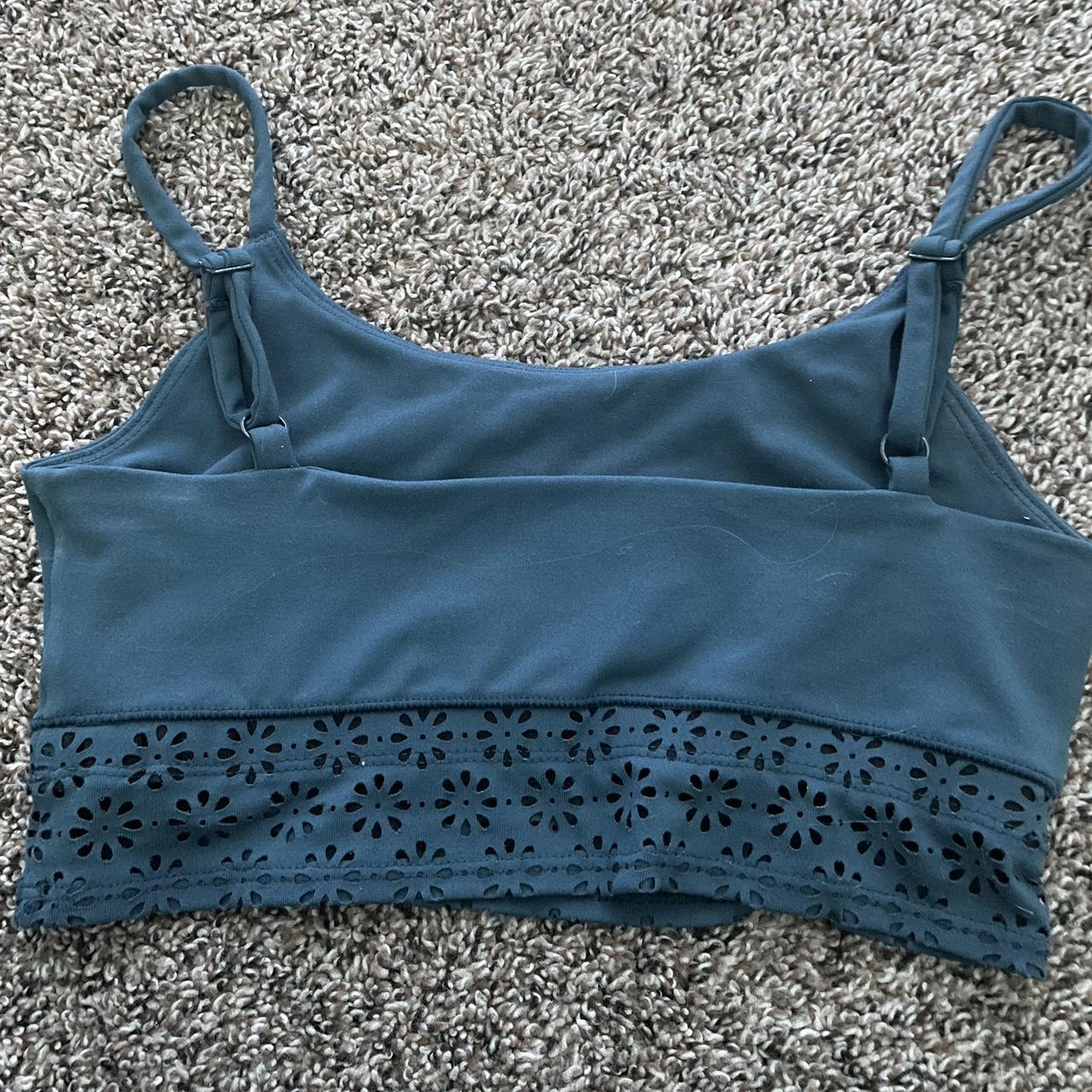 Blue lace swimsuit top - Depop