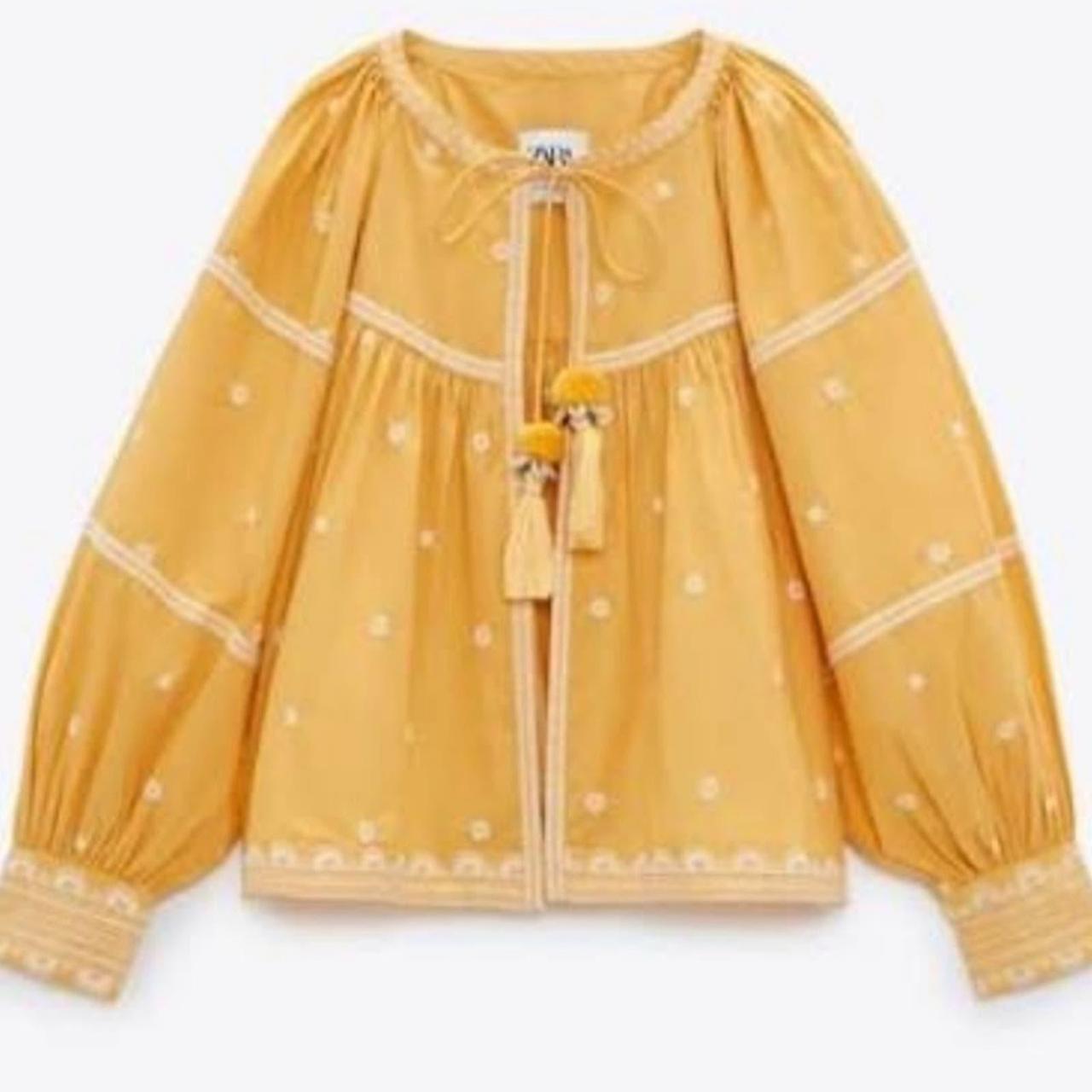 Zara Yellow shops Embroidered Jacket/Shirt with Tassles. Size XS BNWT