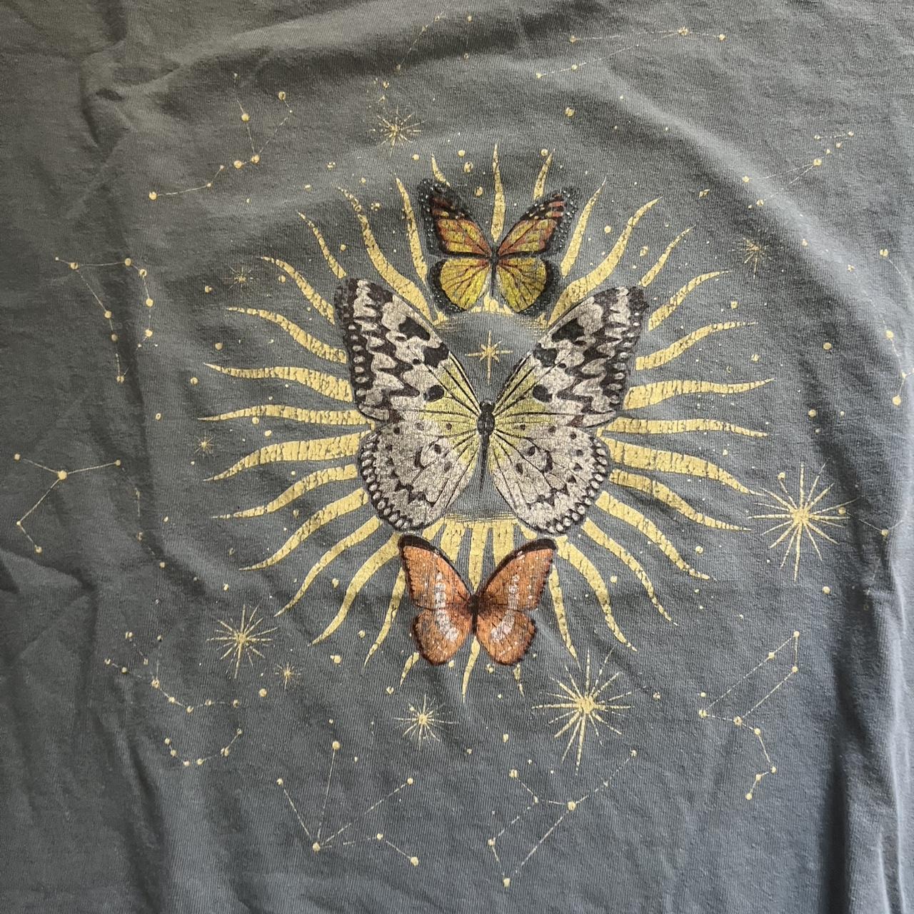PacSun Women's T-shirt - Blue/Green - XS – Butterfly graphic tee