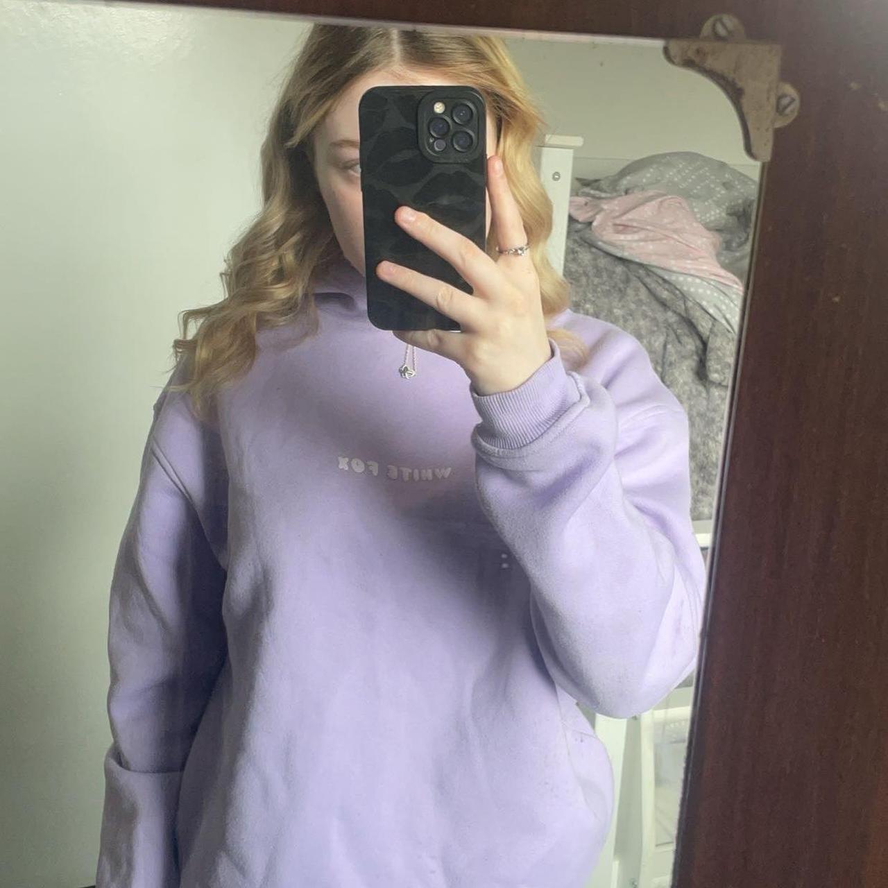 purple white fox hoodie. XS/S fits... - Depop