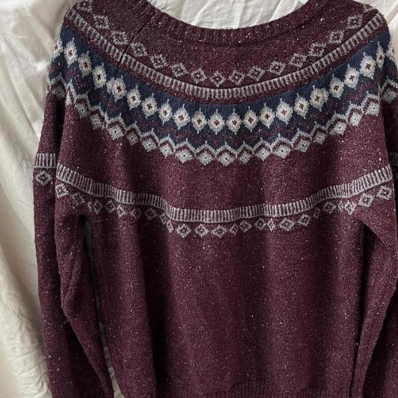 Burgundy Fair isle sweater, size XL Super soft +... - Depop