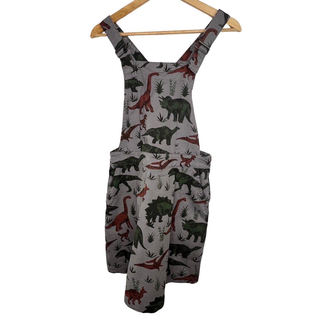 Run And Fly Dinosaur Dungaree Dress Womens 8 Grey. Depop