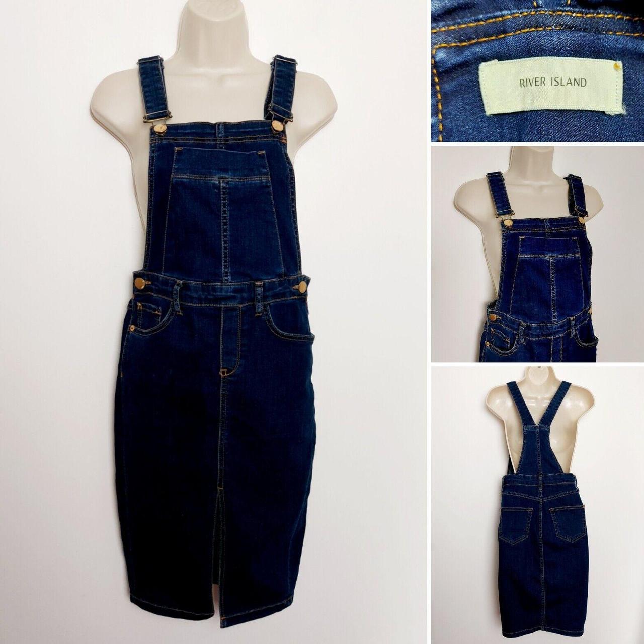 River island clearance denim dungaree dress