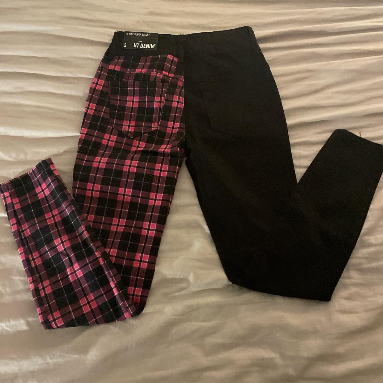 nwt-hot-topic-pink-plaid-skinny-hi-rise-jeans-depop