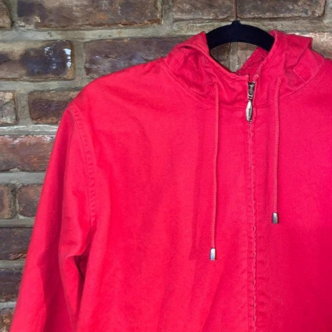 Christopher & Banks Red Canvas Full Zip Jacket Coat... Depop