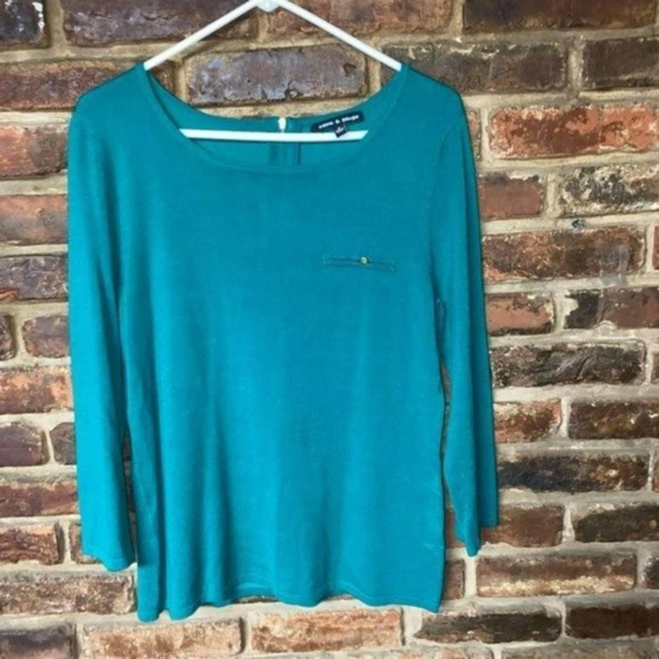 Cable + Gauge Green Quarter Zip Pullover Sweater... - Depop