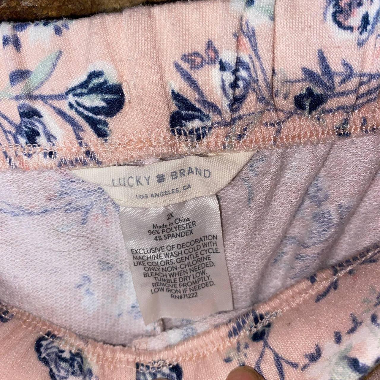 Lucky Brand Women's 4-Piece Pajama Set Pink Floral - Depop