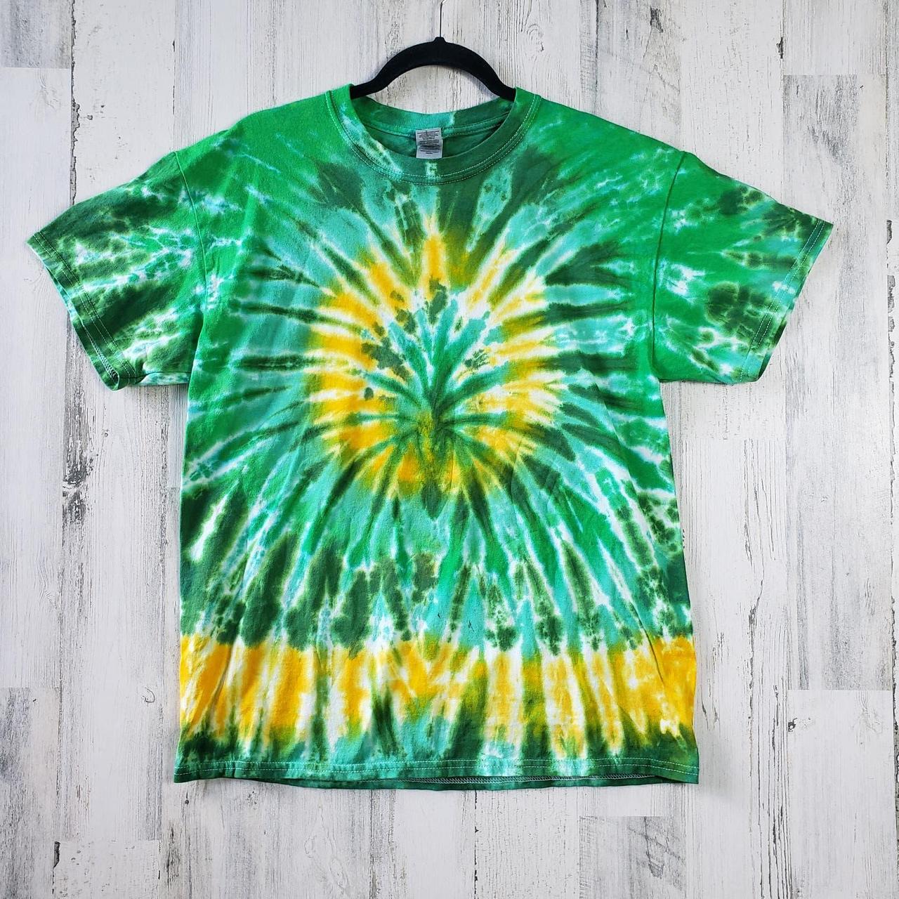 Green and yellow sales tie dye shirt