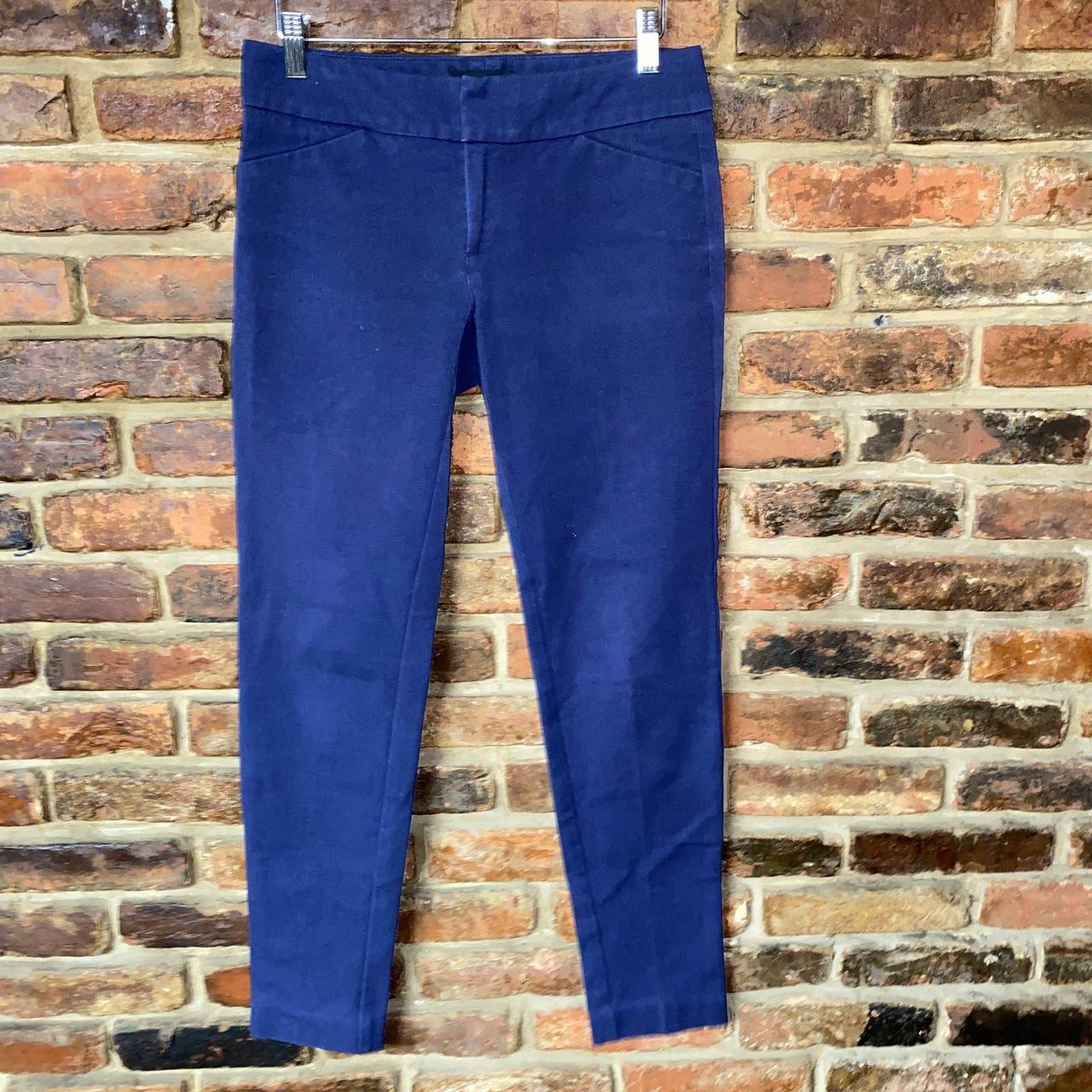 Cynthia Rowley Navy Blue Slim Ankle Pia Chino Pants... - Depop