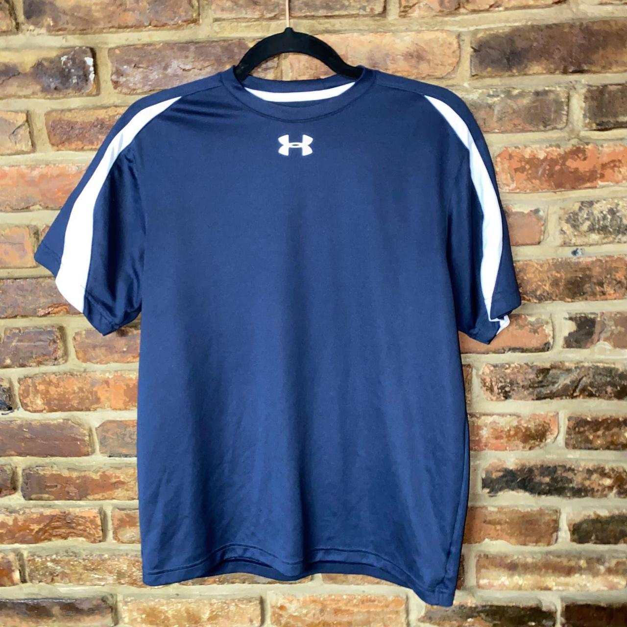 Under Armour Navy Blue White Short Sleeve T Shirt Depop