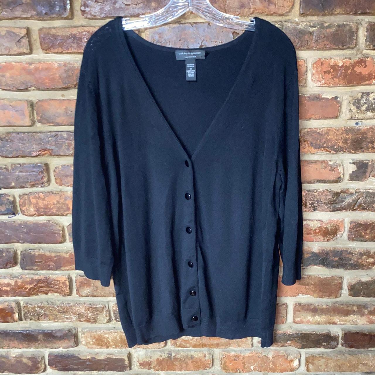 Cable Gauge Black Long Sleeve Button Down Cardigan. Depop