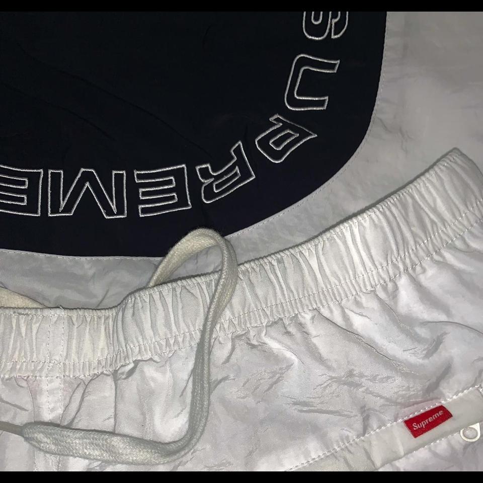 SUPREME CORNER ARC TRACK PANT. WHITE/NAVY BLUE.... - Depop