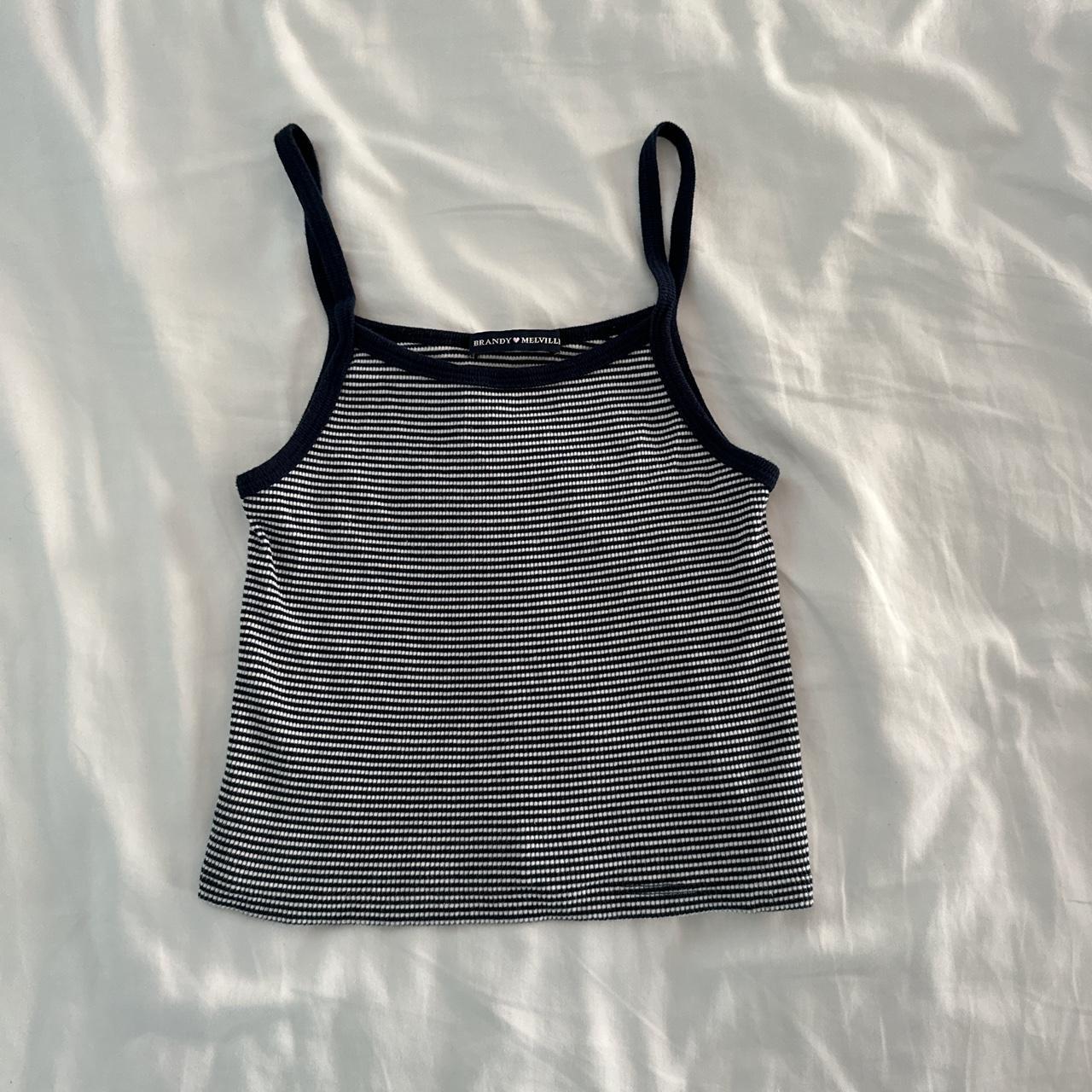 navy striped brandy melville baby tank ribbed... Depop