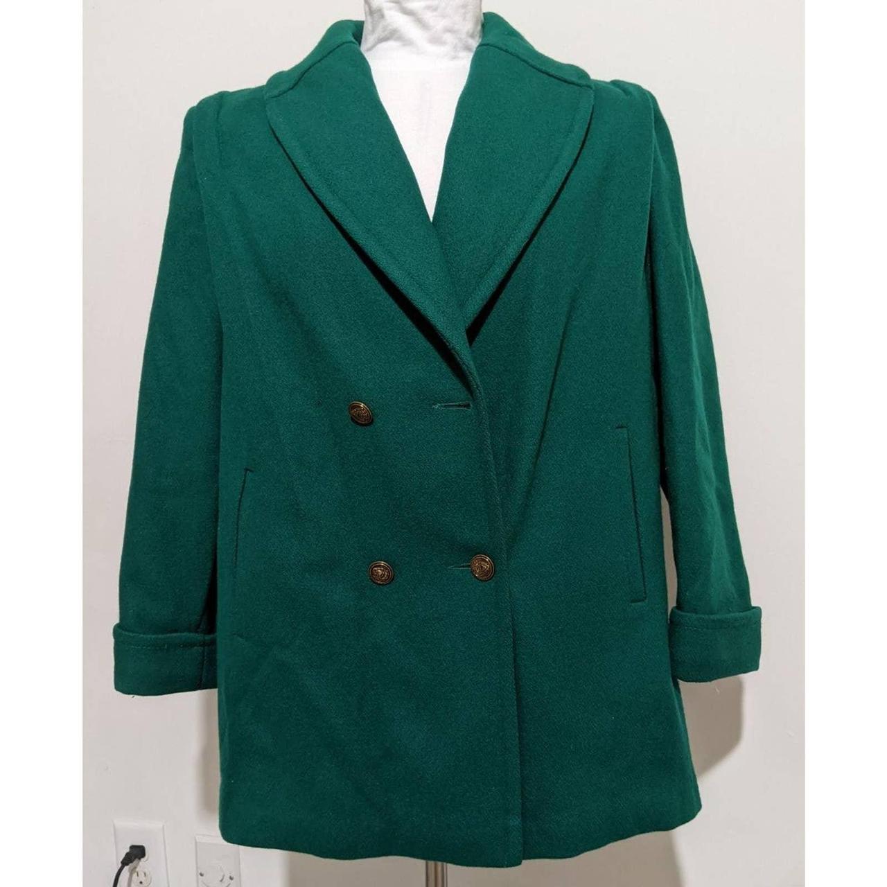 Vintage Made in USA Jofeld Coat Womens Green Wool... - Depop