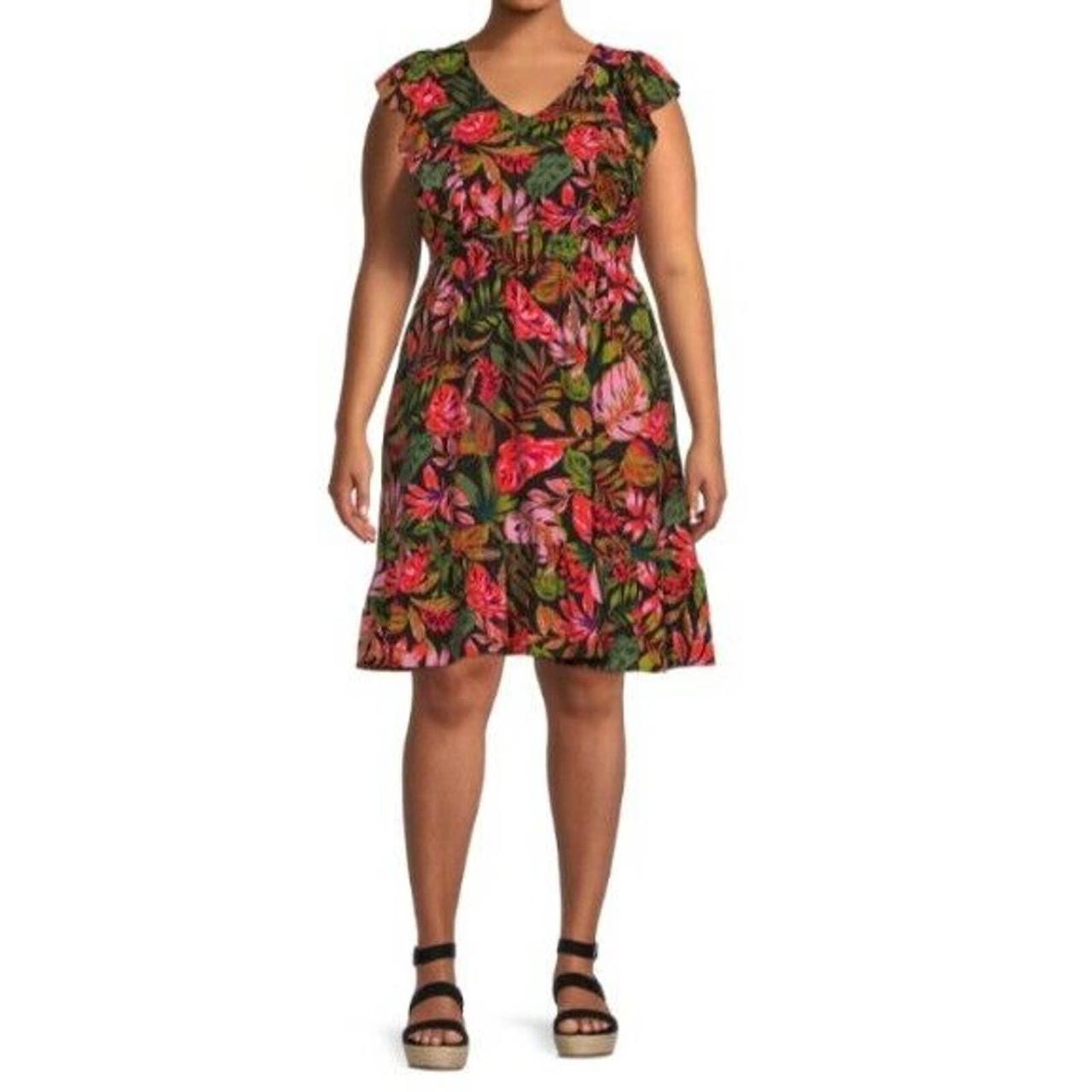 Terra & Sky Women's Plus Size Flutter Sleeve Dress 