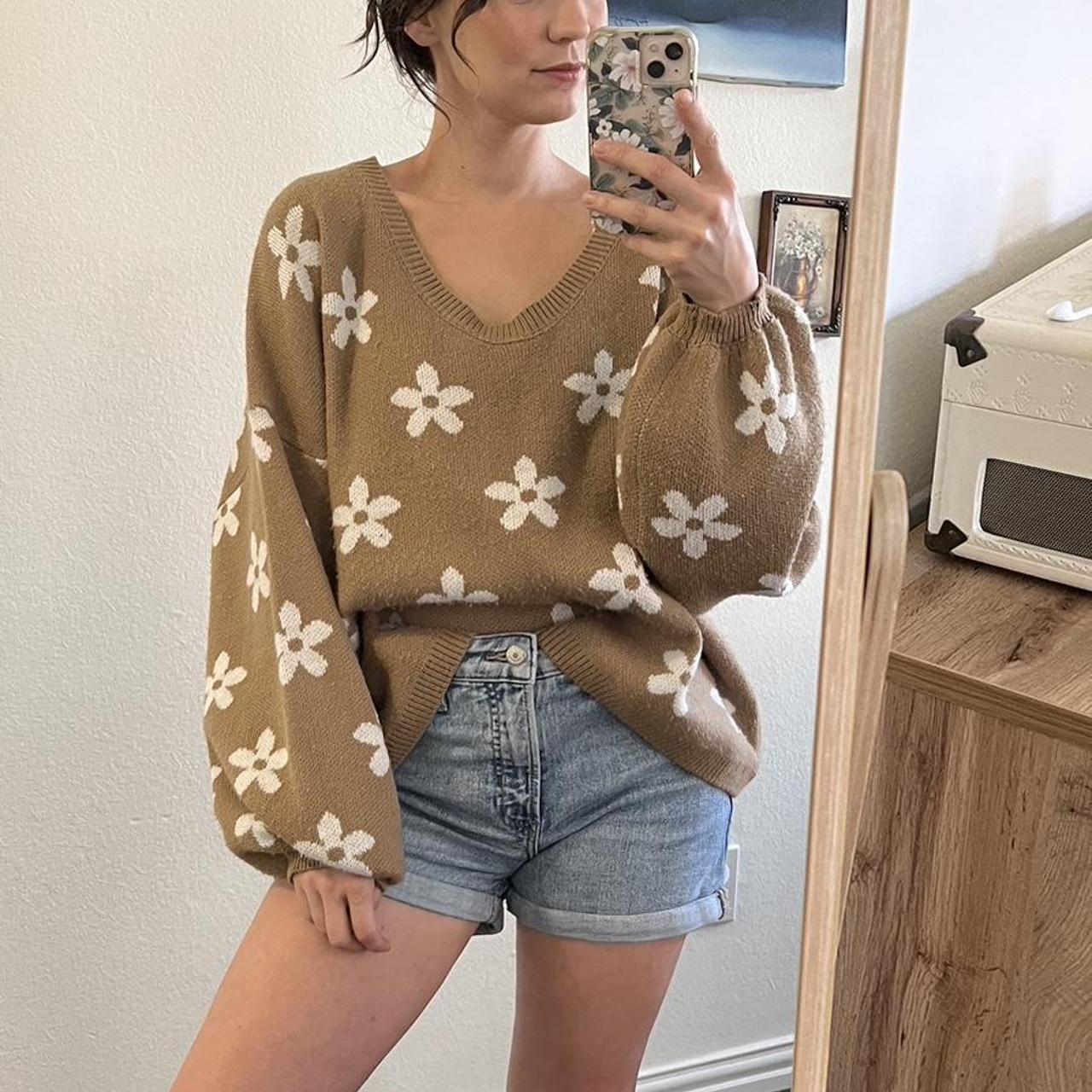 Oversized light brown Daisy sweater. LOVE but I just...