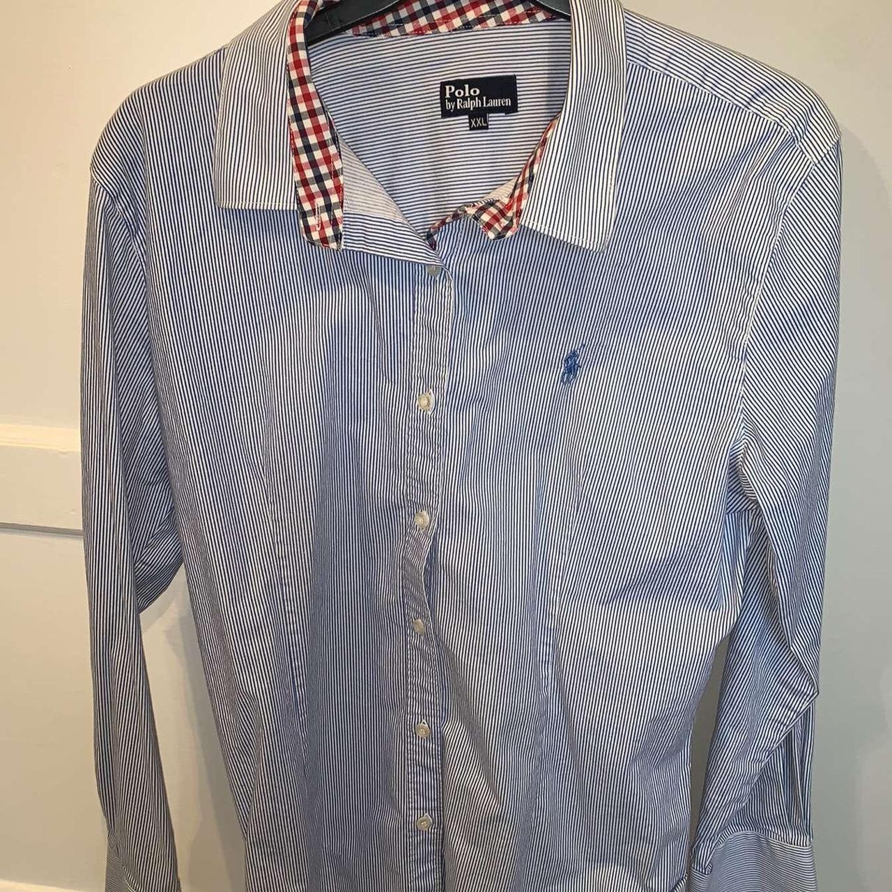 Ralph Lauren Men's Blue and White Shirt | Depop