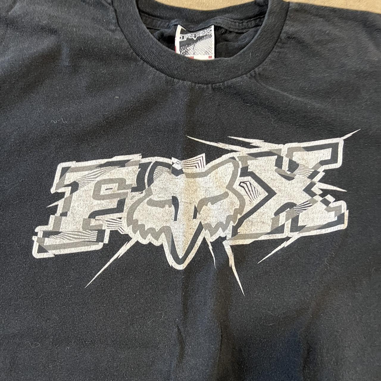 Fox Racing Men's Black and White T-shirt | Depop