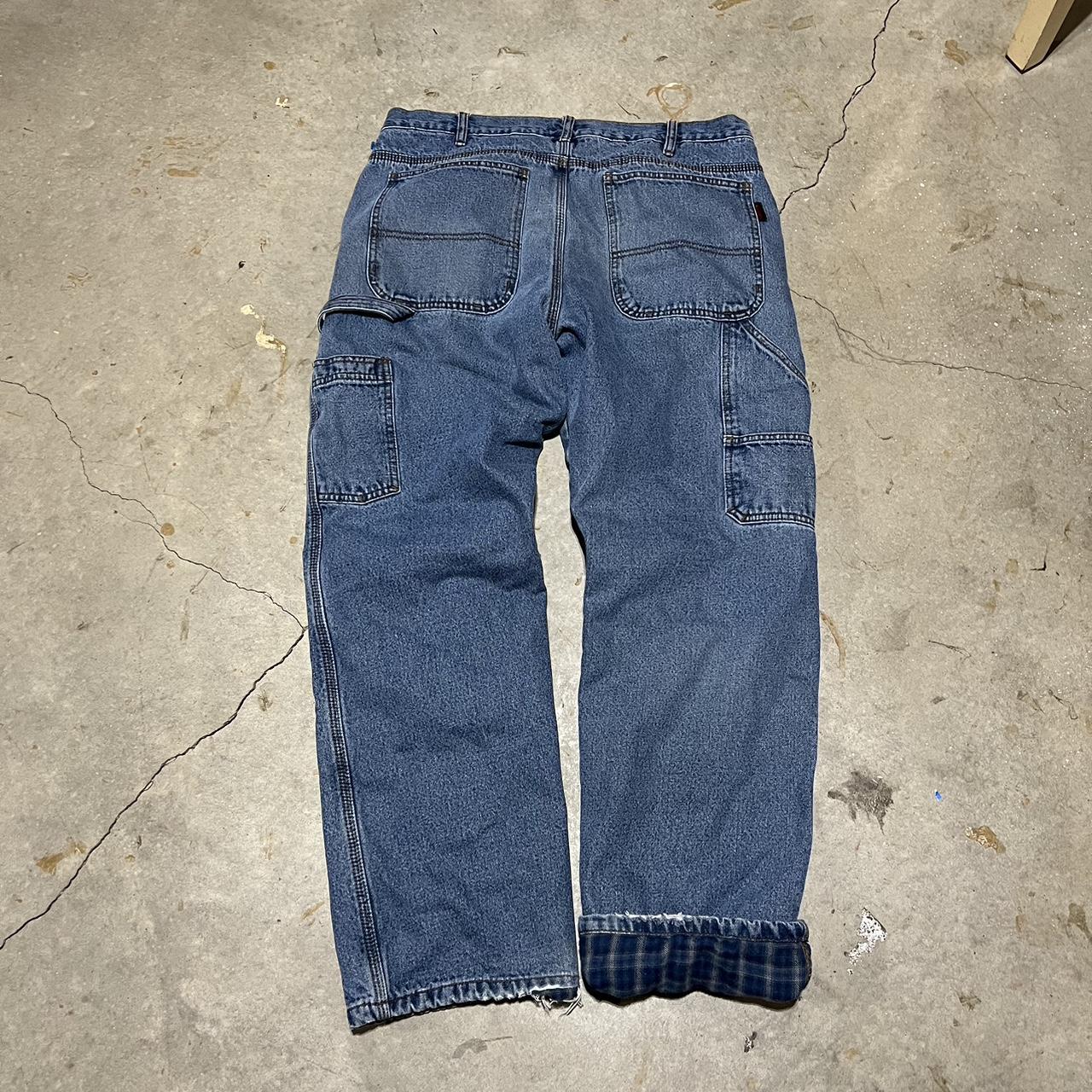 vintage flannel lined carpenter jeans flannel lined... Depop