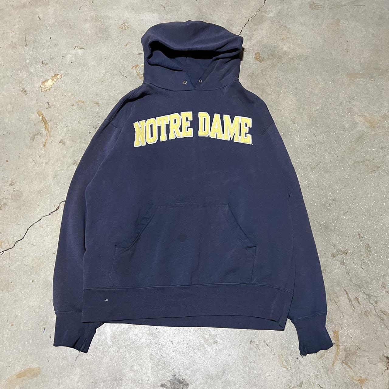 vintage notre dame hoodie notre dame spell out,... - Depop