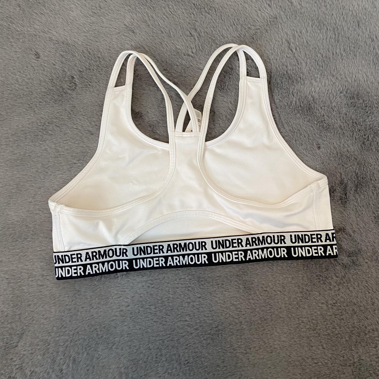 Under Armour Women's White and Black Bra Depop