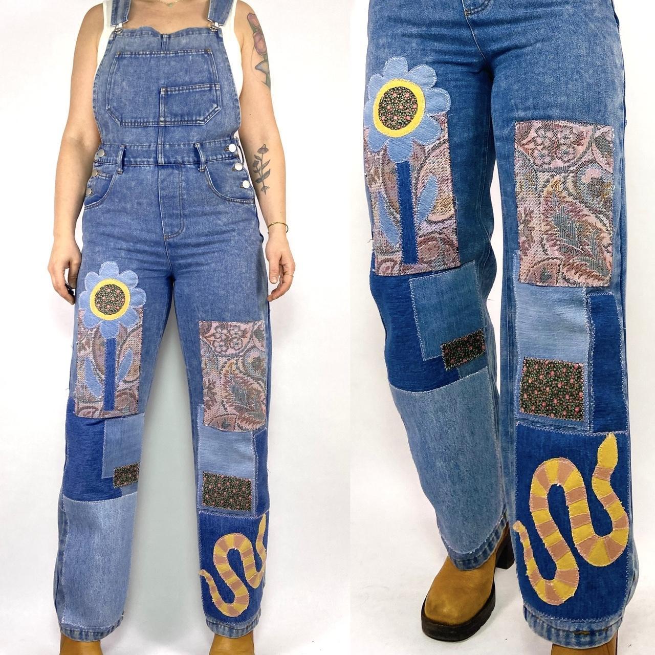 Women's Overalls - Blue/Multi - S – Patchwork den… - image 1