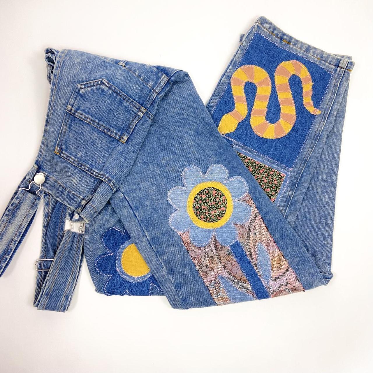 Women's Overalls - Blue/Multi - S – Patchwork den… - image 3